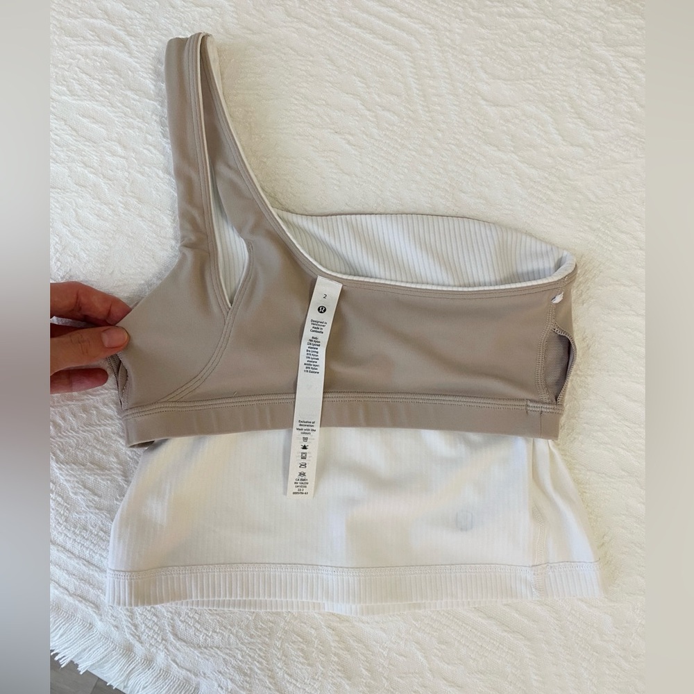 Lululemon Ribbed Nulu Asymmetrical Yoga Tank Top in White Size 2 - Picture 8 of 12